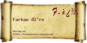 Farkas Örs névjegykártya